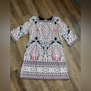 Studio One XL Shift Dress Navy, Peach And White